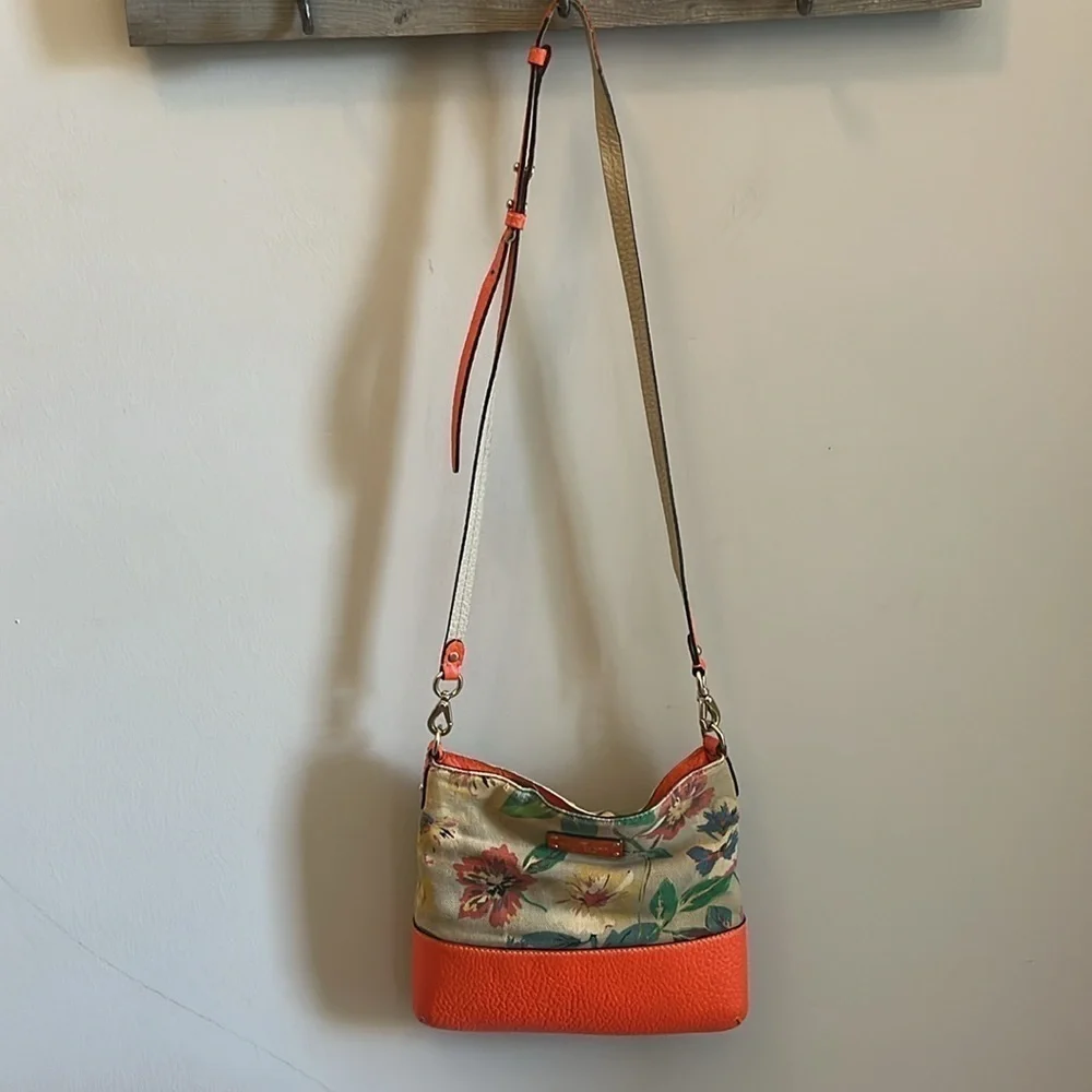 Kate Spade Grove Court Crossbody Bag Coral Leather Floral